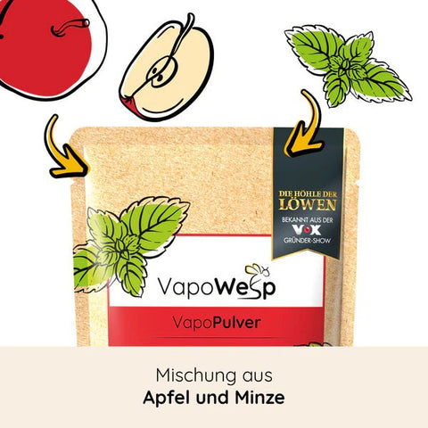 VapoPulver-Set | Orange & Rosemary, Lemon & Basil, Hay Flowers & Thyme, Apple & Mint - VapoWesp
