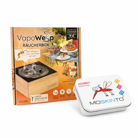 Bundle VapoWesp Räucherbox & Moskinto Insektenstichpflaster Familiendose VapoWesp