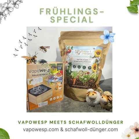 Frühlingsspecial: VapoWesp Starterset 🐝 & Schafwolldünger 1,5 Kg 🐑🐏 - VapoWesp