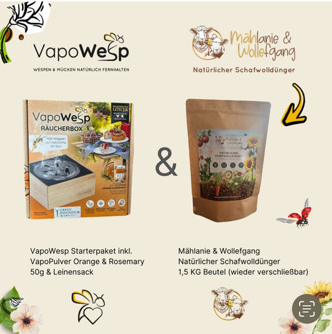 Frühlingsspecial: VapoWesp Starterset 🐝 & Schafwolldünger 1,5 Kg 🐑🐏 - VapoWesp