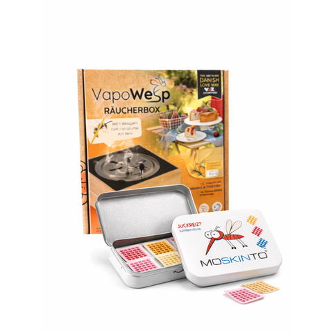 Bundle VapoWesp Räucherbox & Moskinto Insektenstichpflaster Familiendose VapoWesp